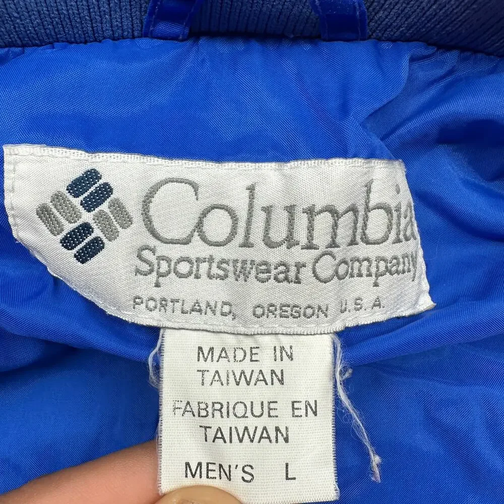 Vintage Columbia Bugaboo Jacket Mens Large Blue Red Black Hooded Nylon Shell